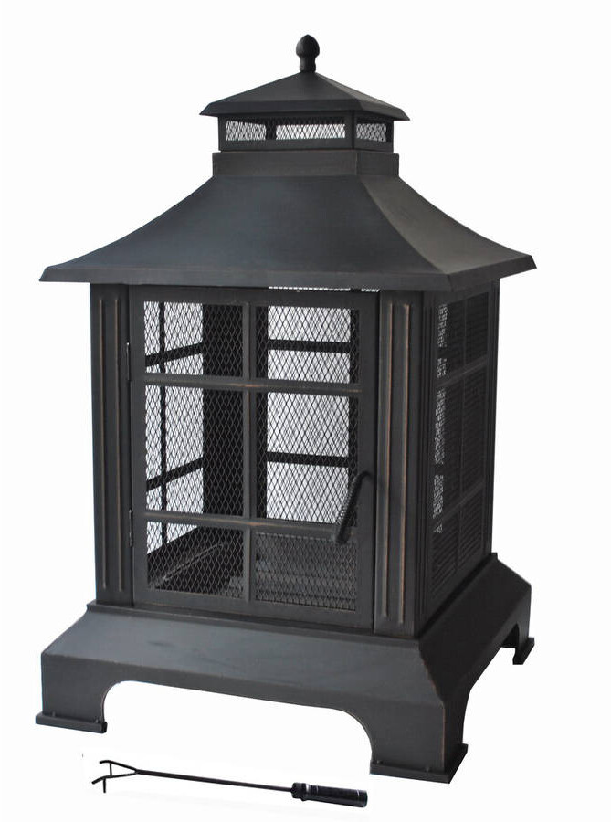 Outdoor Fire Pit On Wood Burning Corvus Vintage Brushed Bronze