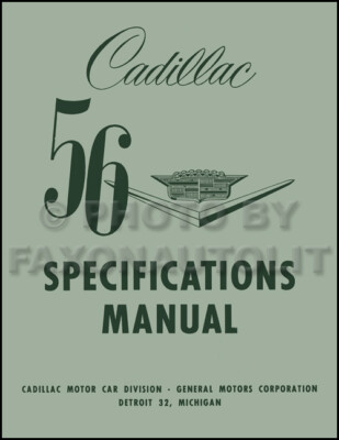 1956 Cadillac Optional Spezifikationen Manuell 62 Eldorado Deville 60 75