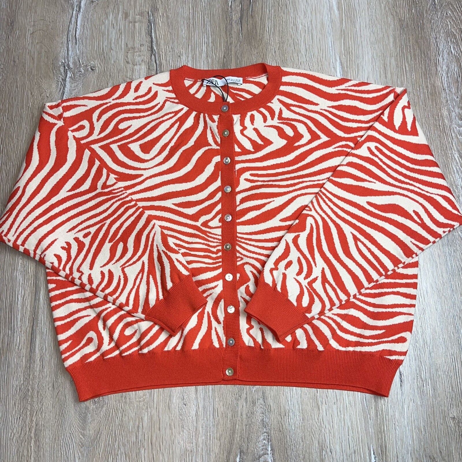 zara red zebra cardigan