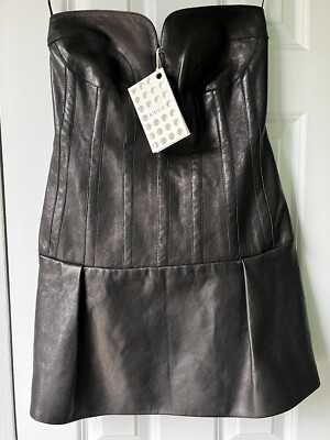 NWT $4200 Khaite Beryn Pleated Leather Minidress Mini Dress - Sz 6 US | eBay