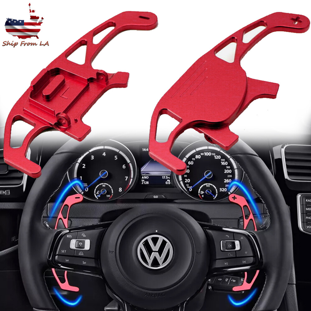 2x Red Steering Wheel Paddle Shifter Extension For 15-18 VW Golf GTI MK7 DSG  Etc