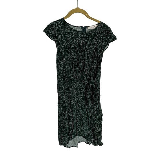 Loft Micro Polka Dot Green Tie Side Dress 0