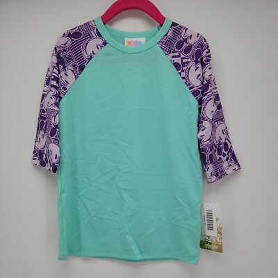 Girls Lularoe Sloan Shirt Mickey Mouse Blue Purple Size 4