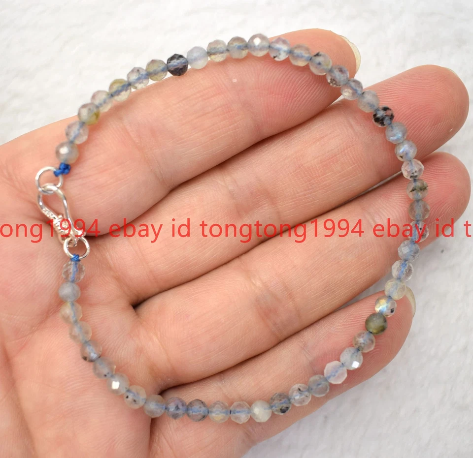 100% Natürlich 3mm Facettiert Rund Edelstein Armband 7.5 Zoll - Bild 3 von 4