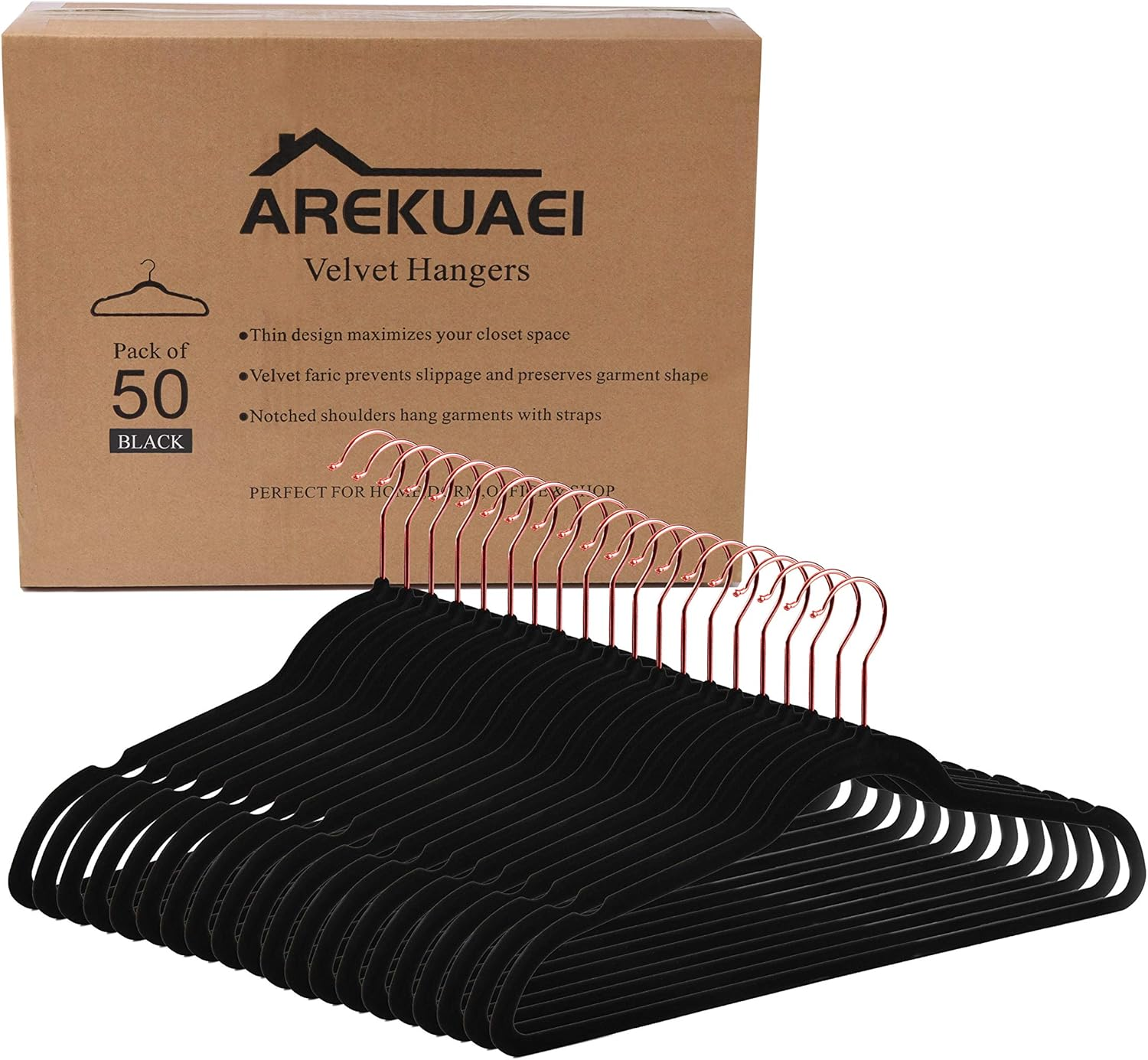 50 Heavy-Duty Black Velvet Hangers - Non-Slip Premium Suit & Coat Hangers