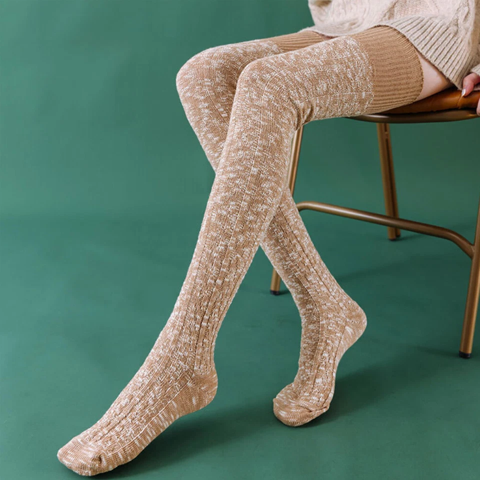 Damen Overknee Stockings Lang Socken Stricke Strümpfe Leggings Kniestrumpf Bunt - Bild 4 von 4