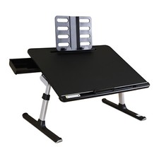 Adjustable Height and Angle Laptop Bed Tray Table Foldable Legs Drawer X-Large