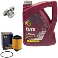 MotoröL Set 5W40 5 Liter + ÖLfilter SH 4066 P + Schraube FüR Opel Corsa D Combo