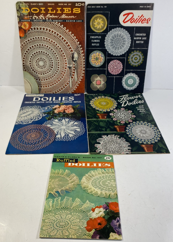 Vintage Lot Of 5 Clark’s & Coat’s Doilies Needlework Booklets From 1950’s