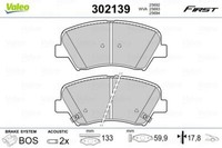 Valeo 302139 Bremsbelagsatz, Scheibenbremse FüR Hyundai KIA
