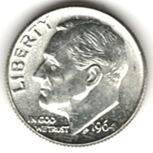 1964 D ROOSEVELT DIME in BRILLIANT UNCIRCULATED CONDITION stk R-69