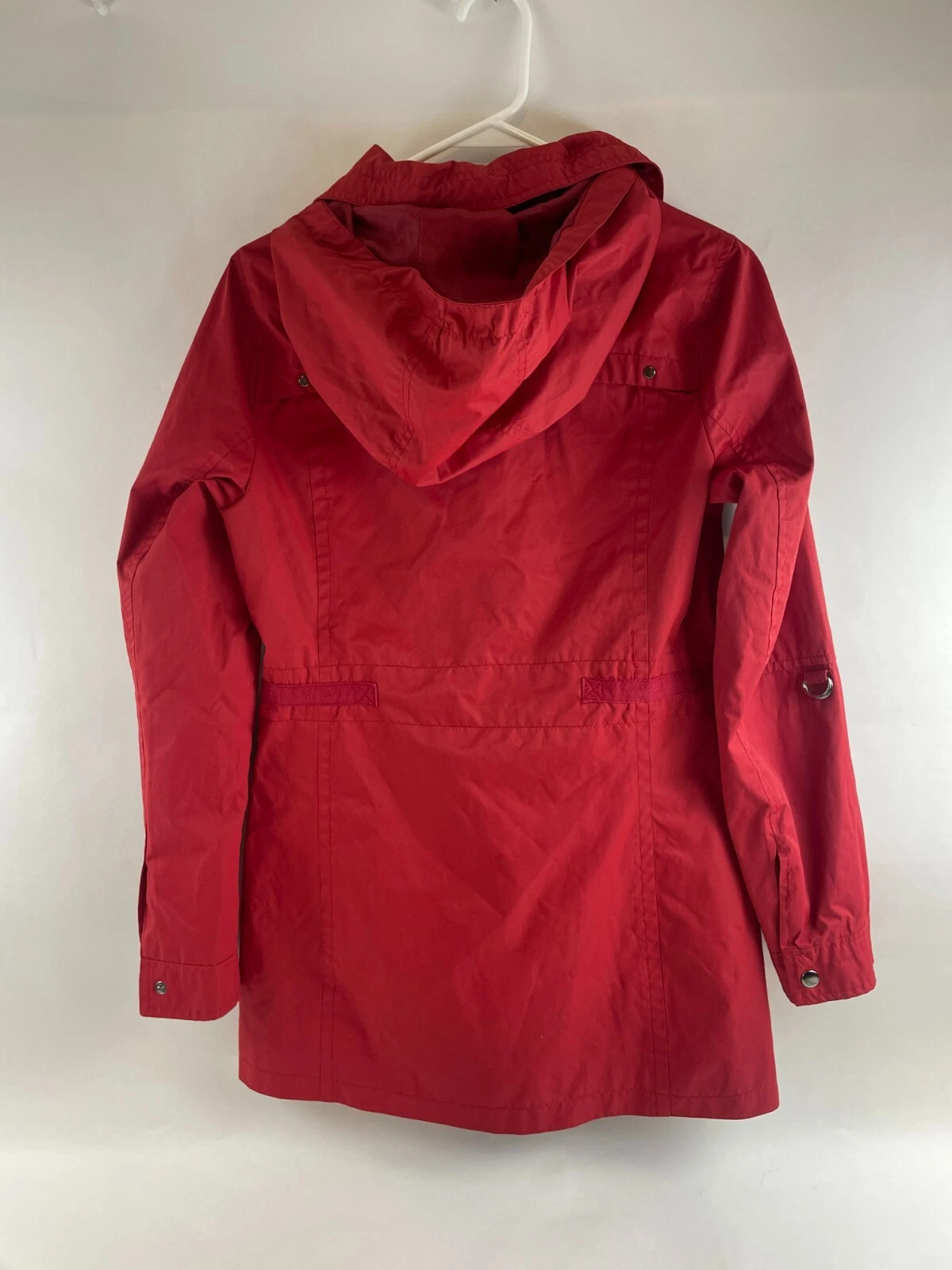 Yoki Jacket Women's Size Medium Red Full Zip Windbreaker Outerwear Hoodie Snaps