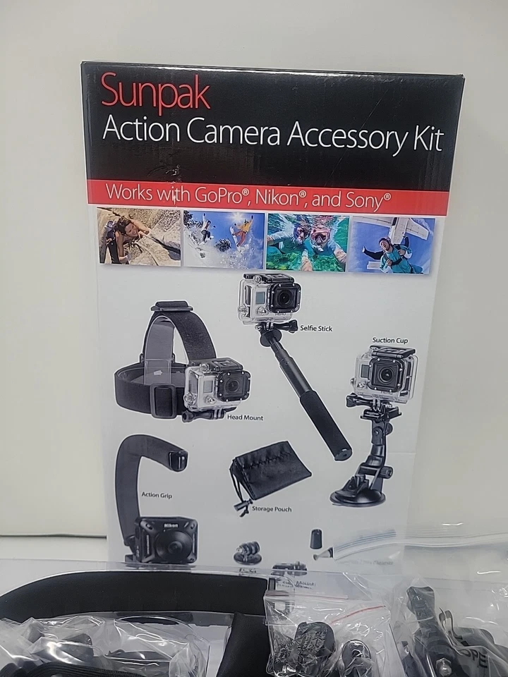 Sunpak Action Camera Accessory Kit - 8 Piece Set Go-Pro Nikon and Sony NEW - Image 3 of 4