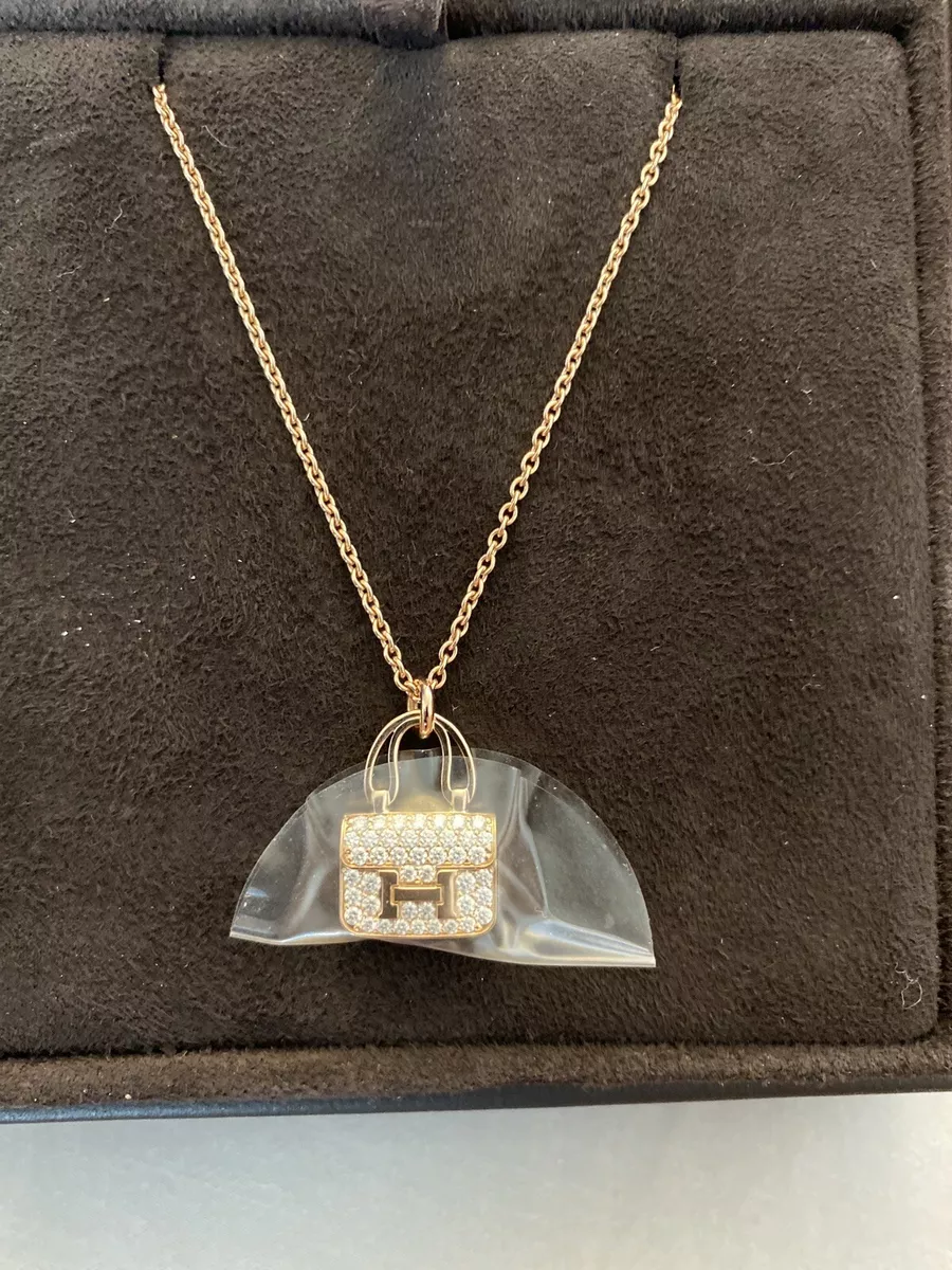 Hermes Constance Amulette Pendant Necklace 18K Rose Gold and Diamonds