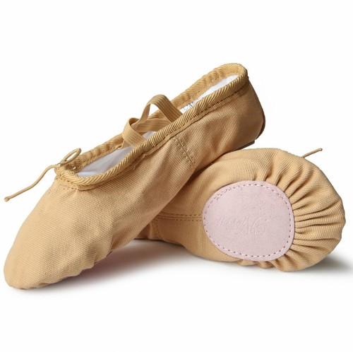 Mujeres Zapatos de Baile de Ballet de Lona Yoga Gimnasia Cuero Suela Dividida Zapatilla Plana - Imagen 15 de 26