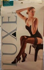 New West Loop Luxe Thigh High S/M Jet Black Lace Top Silky Leg Reinforced Toe