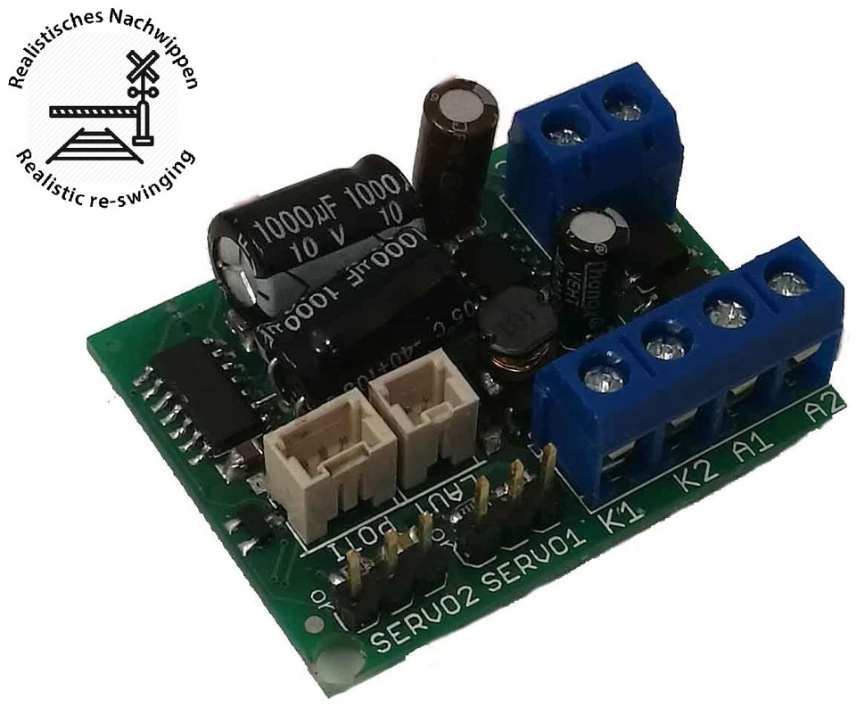 MXION KBM (2 Kanal Servo Bahnschrankenmodul mit 4 verschiedenen Bahnschrankenglocken)
