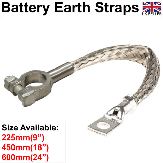 Battery Lead Power Strap Earth Positive Negative Braided Cable for Car Van Truck