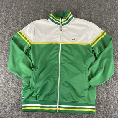 Weekend Offender Green White Track Jacket Mens M Retro Full Zip Casual
