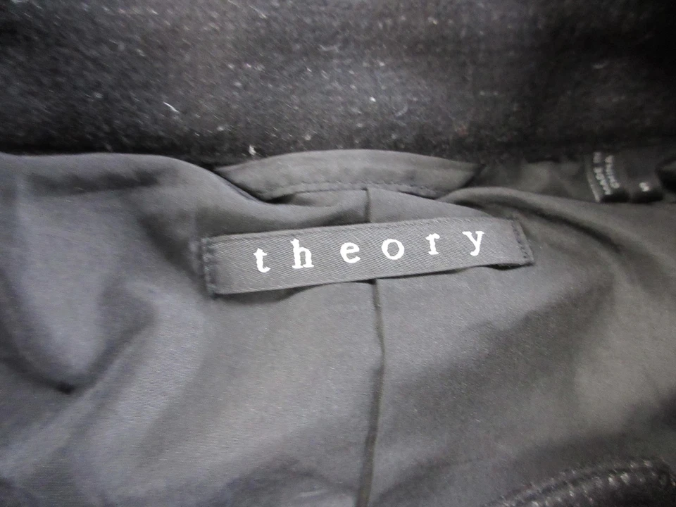 Theory 夹克男式小号黑色 Derwing ZuRS 羊毛混纺拉链摩托风格现代 — 第 4/4 张图片