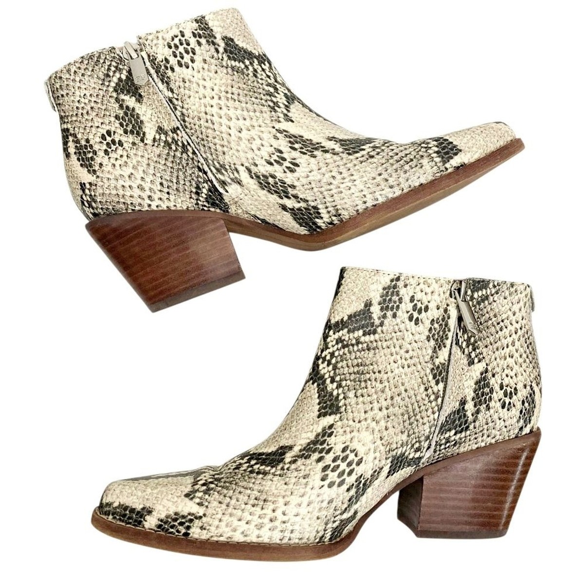 Sam Edelman Womens Walden Snake Leather Ankle Booties Western Cowgirl  zipper