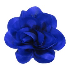 Rose Flower Brooch 4.3 Inch Handmade Satin Fabric Lapel Pins Blue