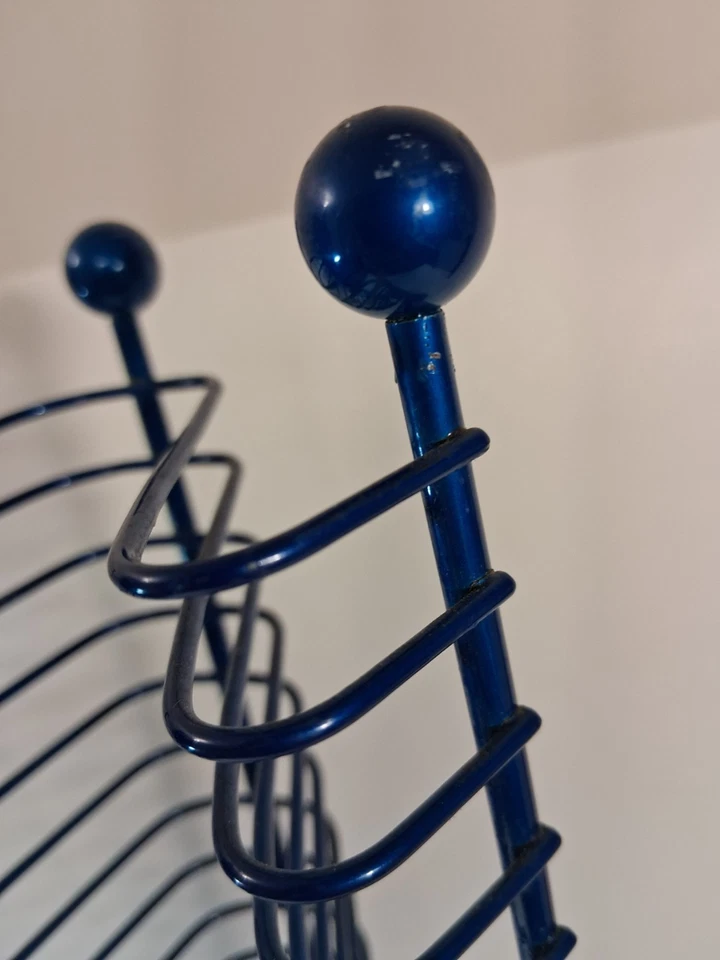 Винтажная стойка для хранения компакт-дисков с синим проводом вертикальная стойка вмещает 120 компакт-дисков высота 38 дюймов Y2K - Изображение 4 из 4