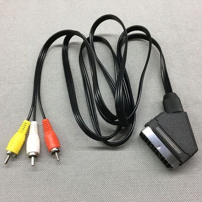 SCART Cable to RED WHITE YELLOW 3 TRIPLE RCA PHONO Audio Video TV AV Lead 1.8m