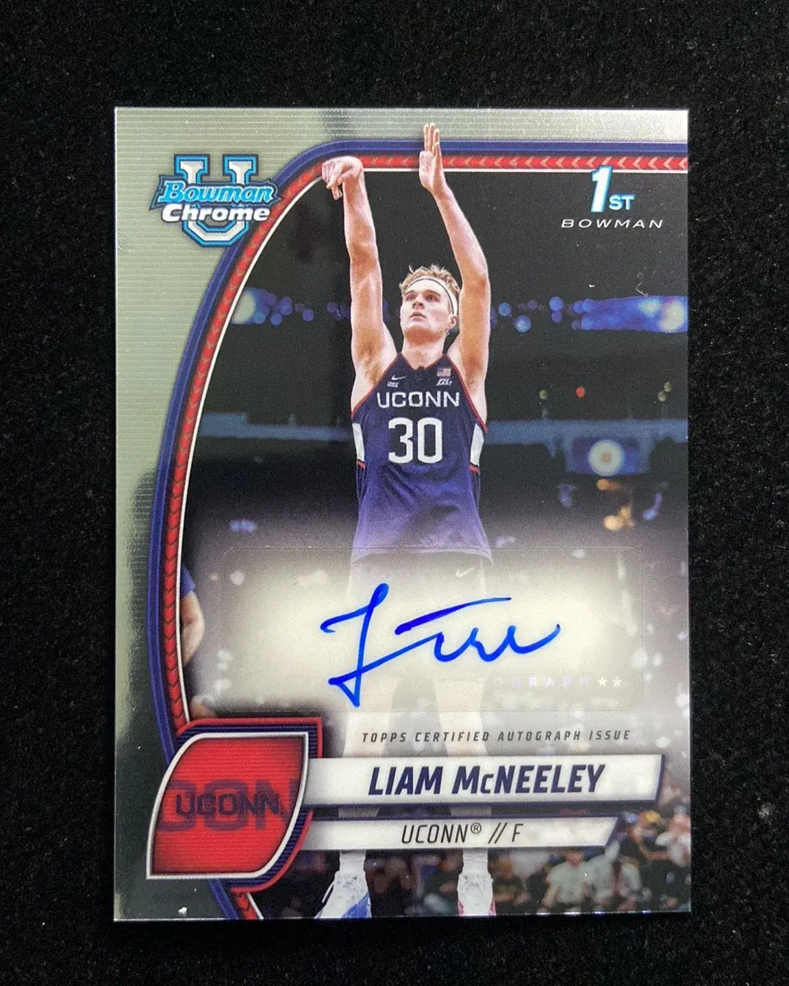 2024-25 Bowman Chrome University Prospect 1st Auto #52 Liam McNeeley Uconn KM046