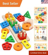 Montessori Toys for 1 to 3--Old Boys Girls Toddlers, Wooden Sorting Stackin...