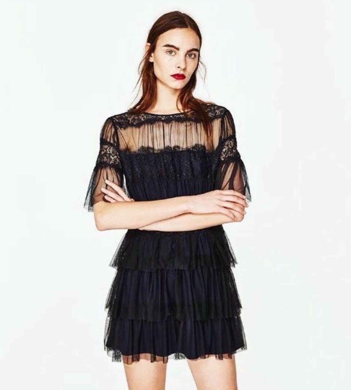 Elegant Black Lace Dress Size Small