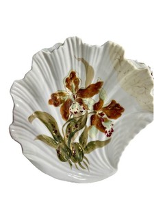 (5) Antique Erdmann Schlegelmilch Shell-Shaped Victorian German Orchid Plates 8”