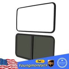 Horizontal Sliding RV Window 24" W x 20" H with Net Screen and Trim Ring Black