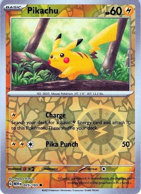 Pikachu 025/165 - REVERSE HOLO - SV: Scarlet & Violet 151 - NM