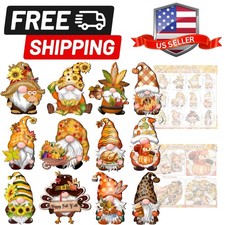 24 PCS Fall Thanksgiving Gnome Wooden Ornaments for Festive Home Decor