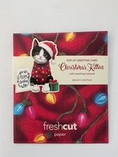Freshcut paper Pop Up Cards, Mini Christmas Kitten 3D Popup Greeting Cards