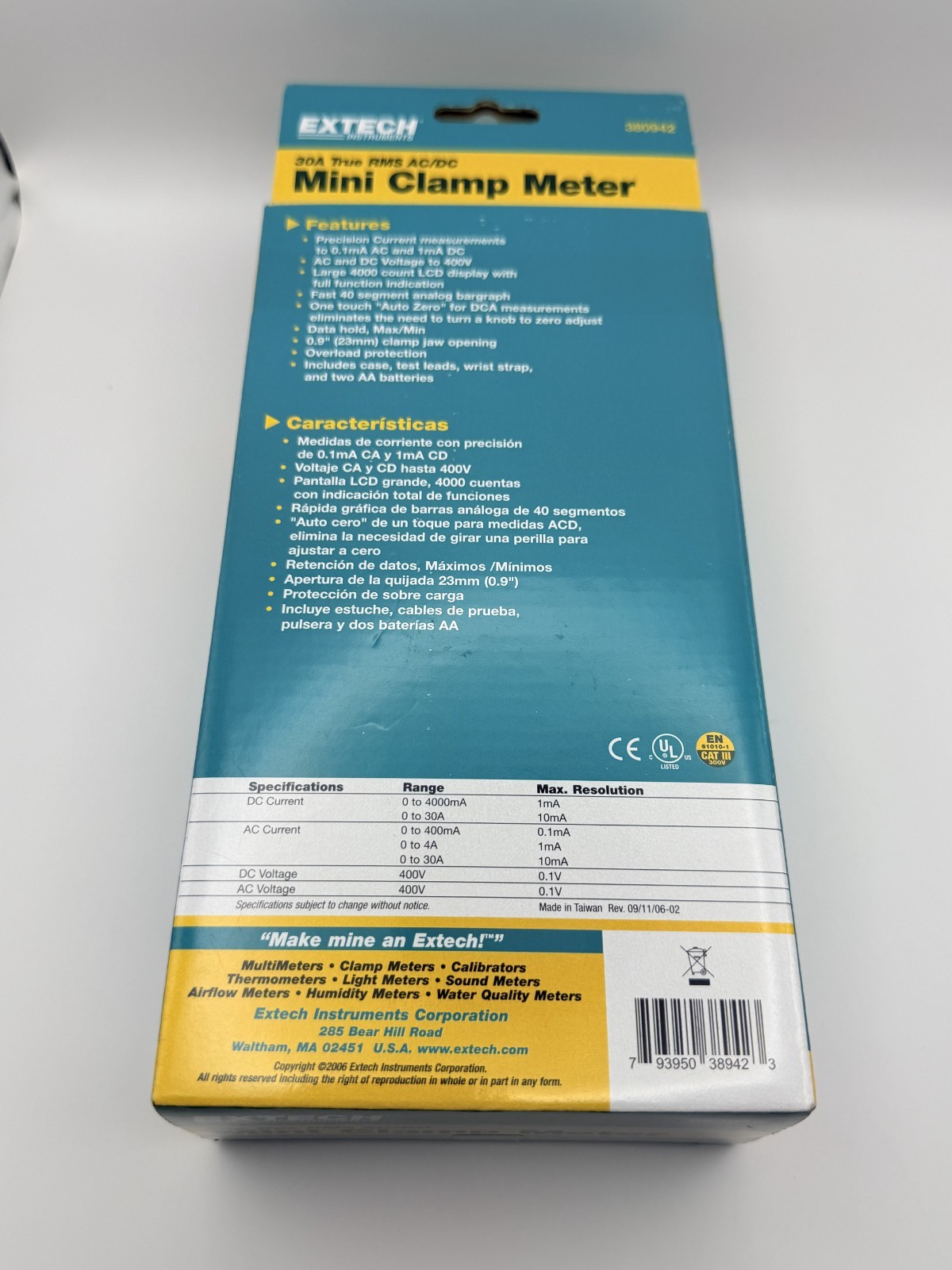 Extech 380942 400A AC/DC Mini Clamp Meter | eBay