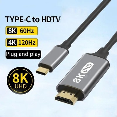 4K 60Hz 30Hz 8K USB C to HDMI-compatible Cable Type C Adapter HDTV Converter Cab