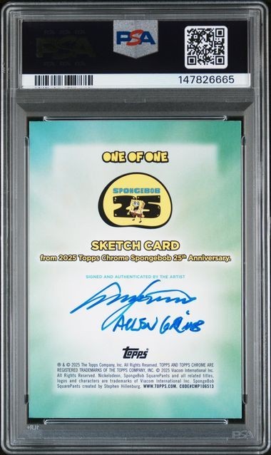 🔥🔥🔥1/1🔥🔥🔥2025 Topps Chrome Spongebob 25th Anniversary Sketch