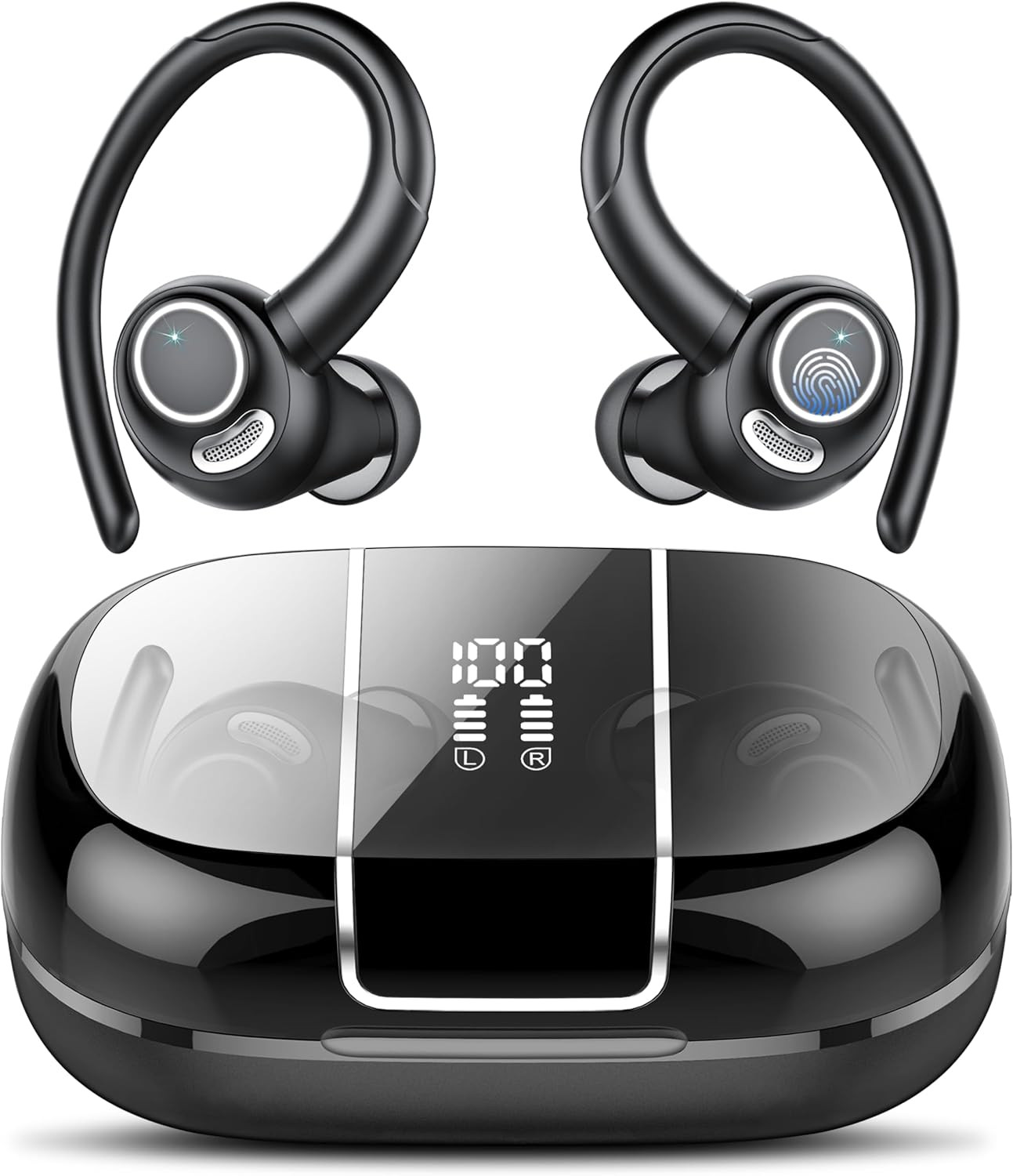 Bluetooth 5.3 Headphones Sports, 48h Over Ear Buds With Enc Mic