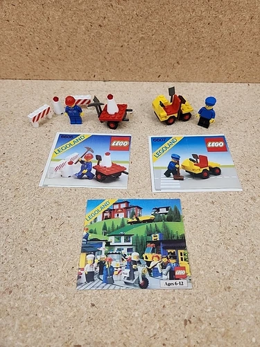 VINTAGE 6606 & 6607 LEGO ROAD REPAIR & SERVICE TRUCK 1982 LEGOLAND 100% COMPLETE