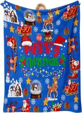 Blue Cute Christmas Blankets and Throws for Adults/Women/Boys/Kids,