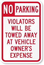 No Parking Towed Sign Weatherproof Aluminum Outdoor 8x12 Metal Warning