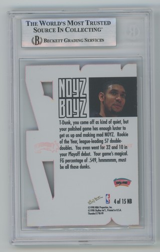 1998-99 Skybox Thunder Noyz Boyz #4NB Tim Duncan BGS Beckett 9 Mint - Picture 2 of 2