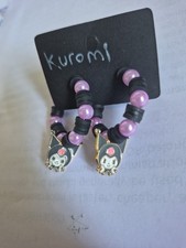 Hello Kitty and Friends Kuromi Inspired Beaded Hoop Earrings New