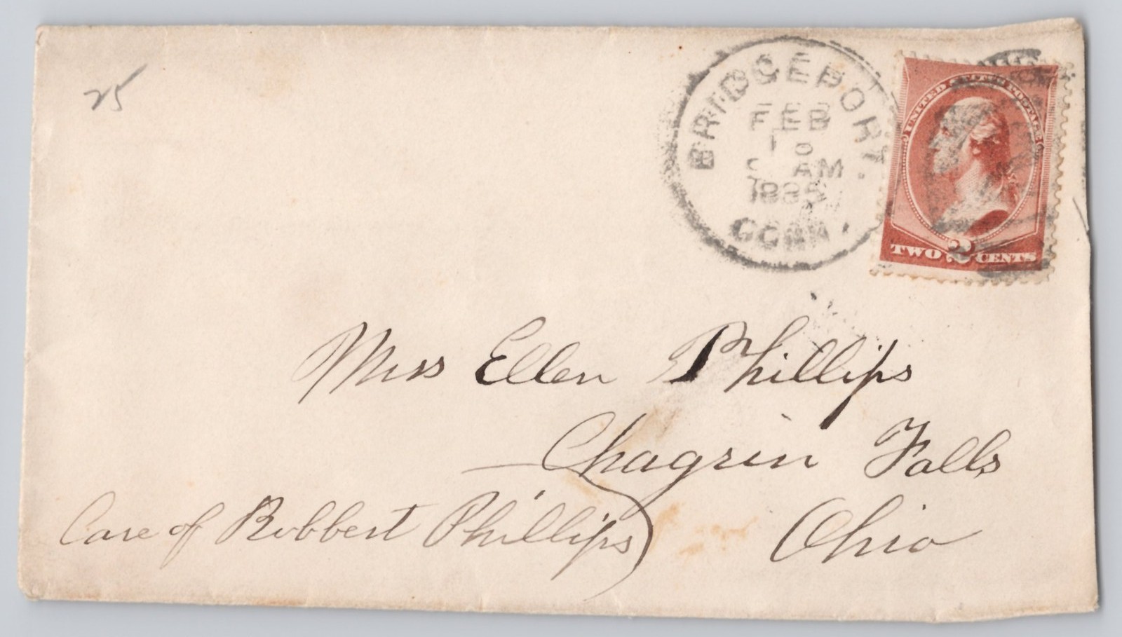 Bridgeport, Connecticut Addressed to Miss Ellen Phillips, 2c Washington cover
