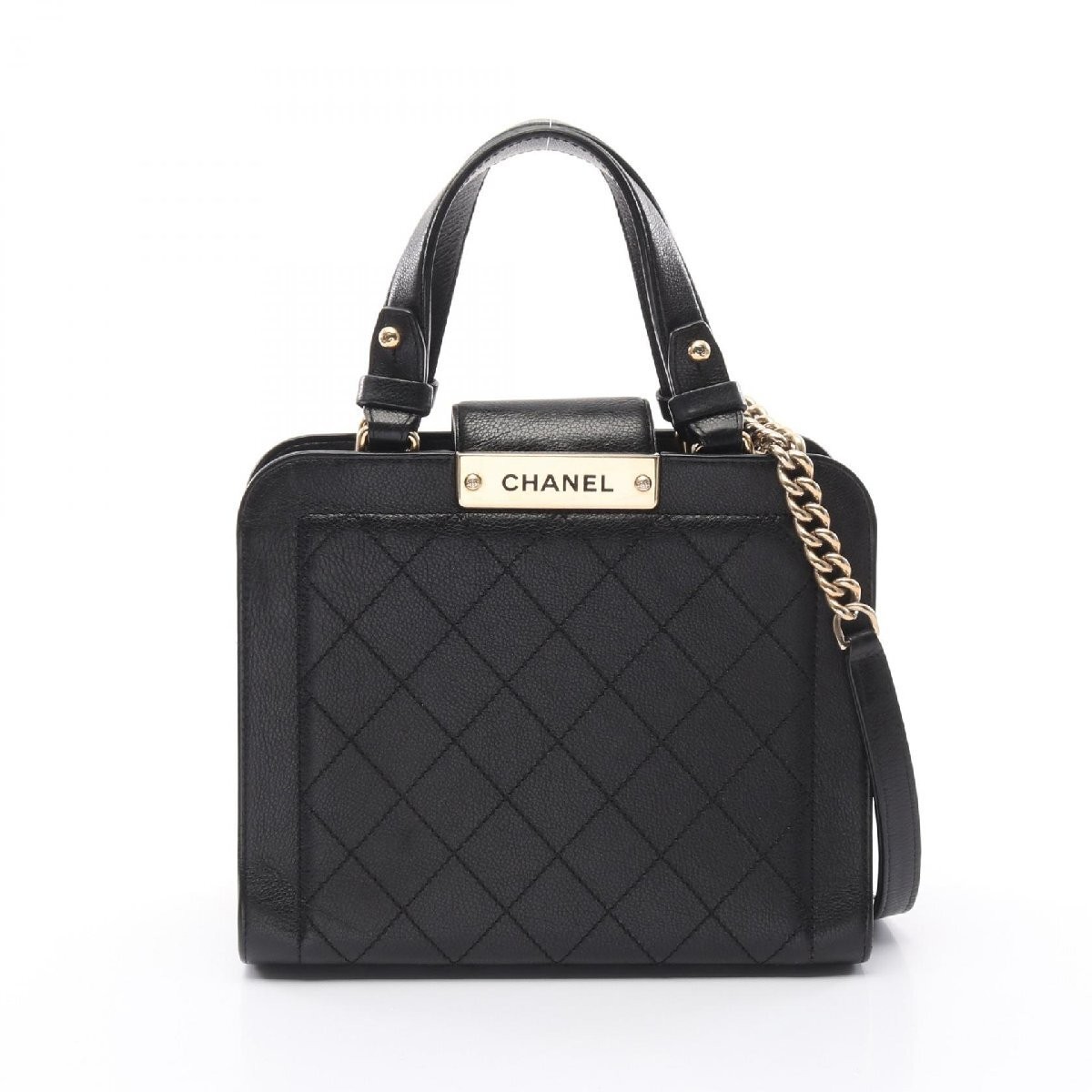 Chanel Matelasse Click Label Leather Shoulder Bag 457006 Black