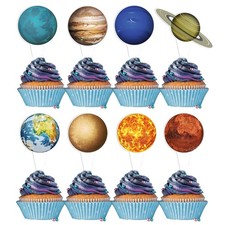 Gyufise 40Pcs Outer Space Cupcake Toppers Solar System Galaxy Universe Planet...