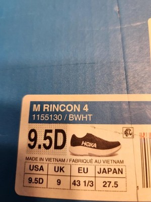 Size 9.5 - Hoka One One HOKA Rincon 4 Black White Athletic Shoes