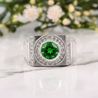 925 Sterling Silver Emerald Gemstone Handmade Men's Ring All Size